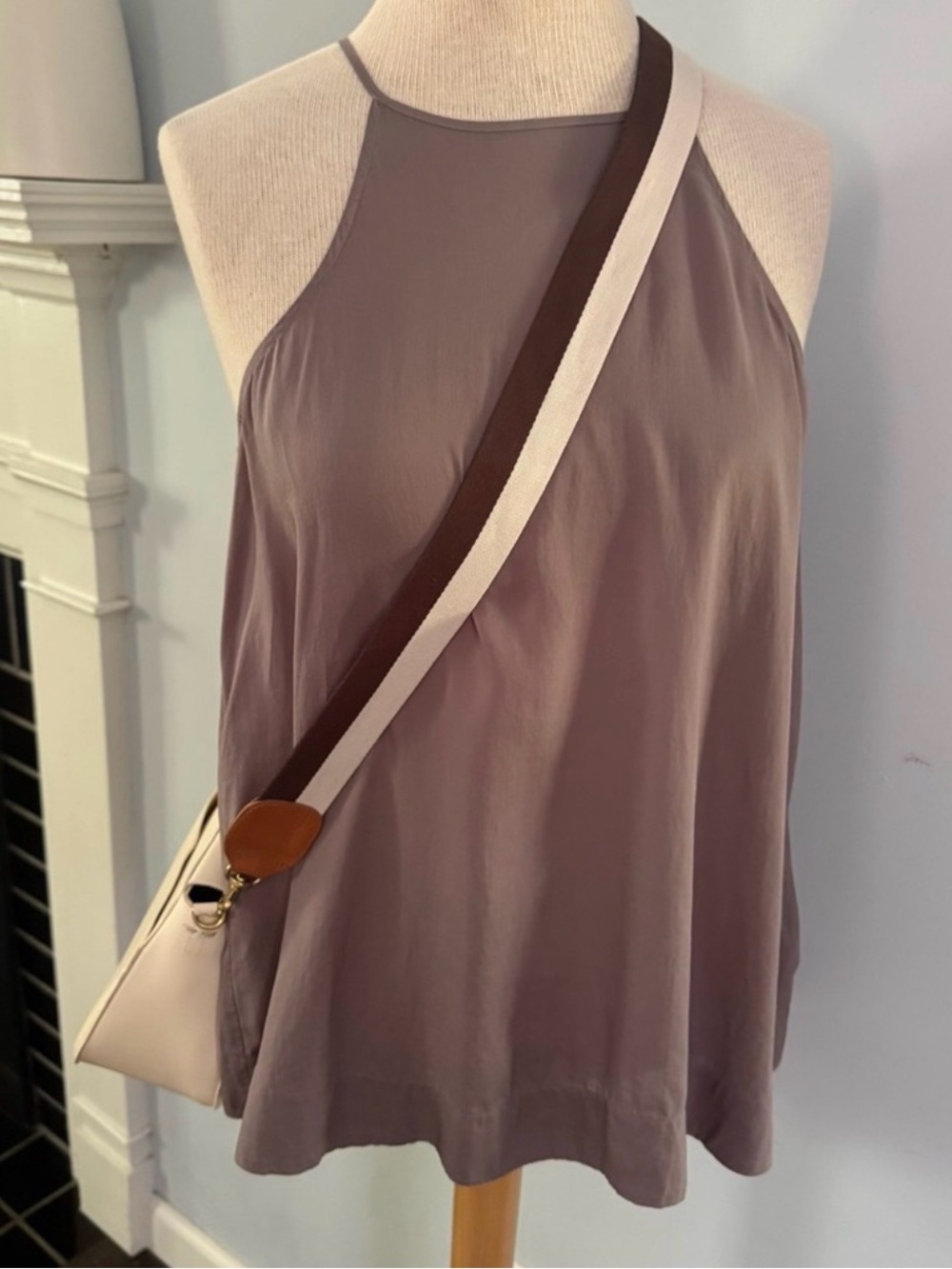 Anthro mauve top with button back, sleeveless halter NEW by Cloth & Stone